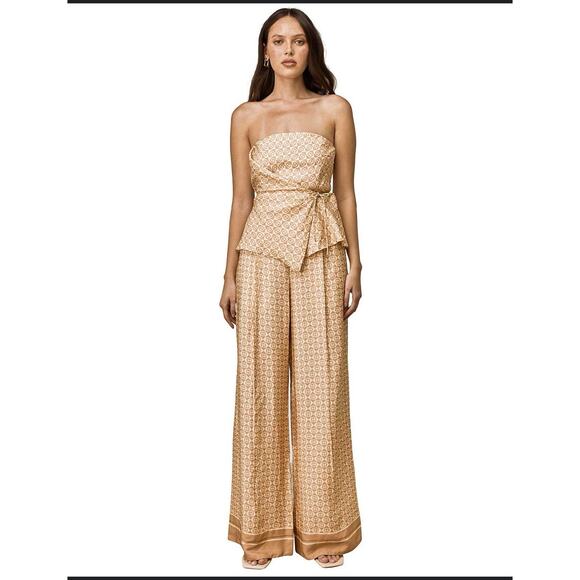 Anthropologie Pants - NWT Anthropologie Mon Renn Monikh Pant Boho Resort Satin Wide Leg High Waisted